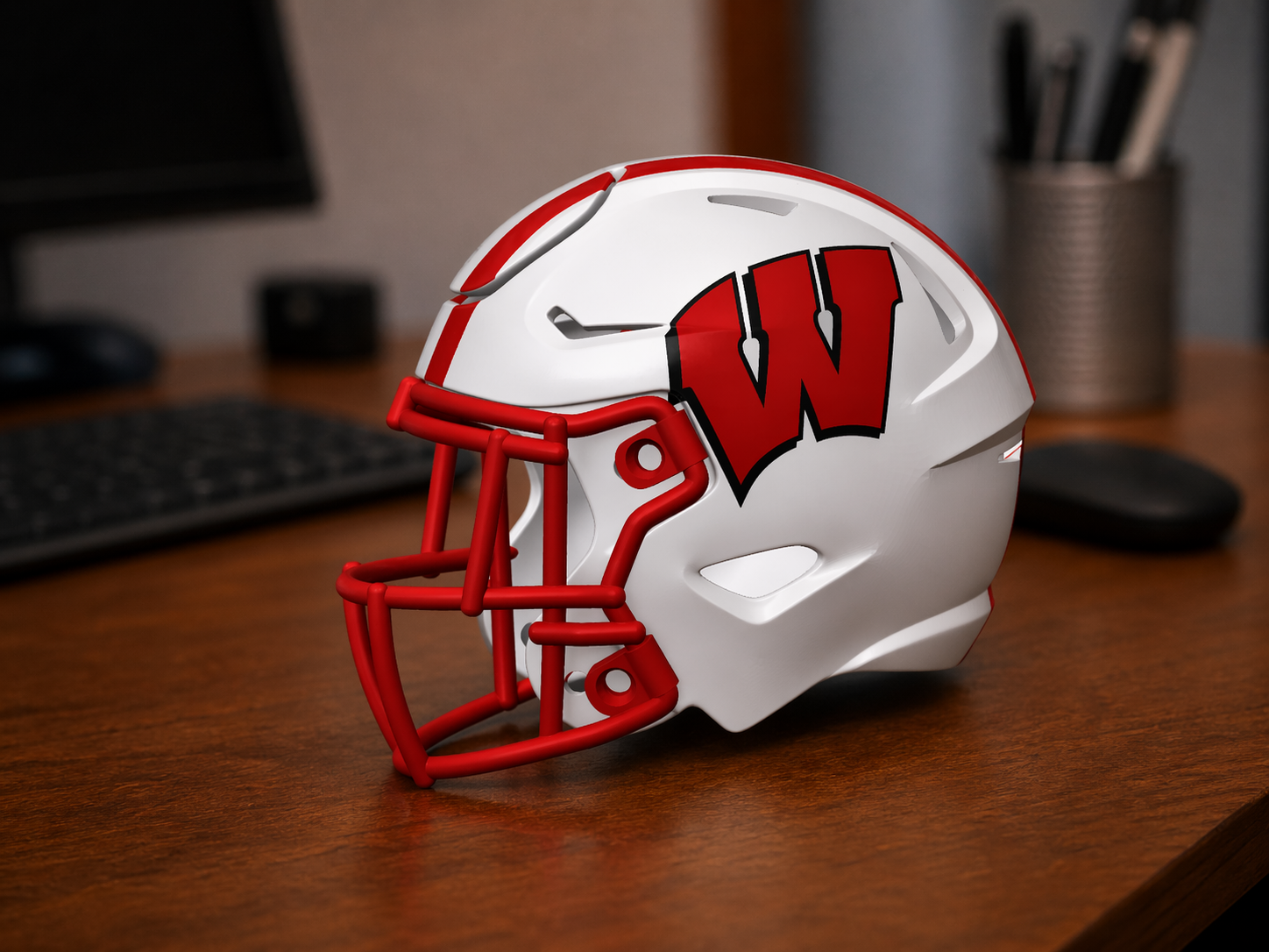 Wisconsin Badgers Football Helmet - With Stripes