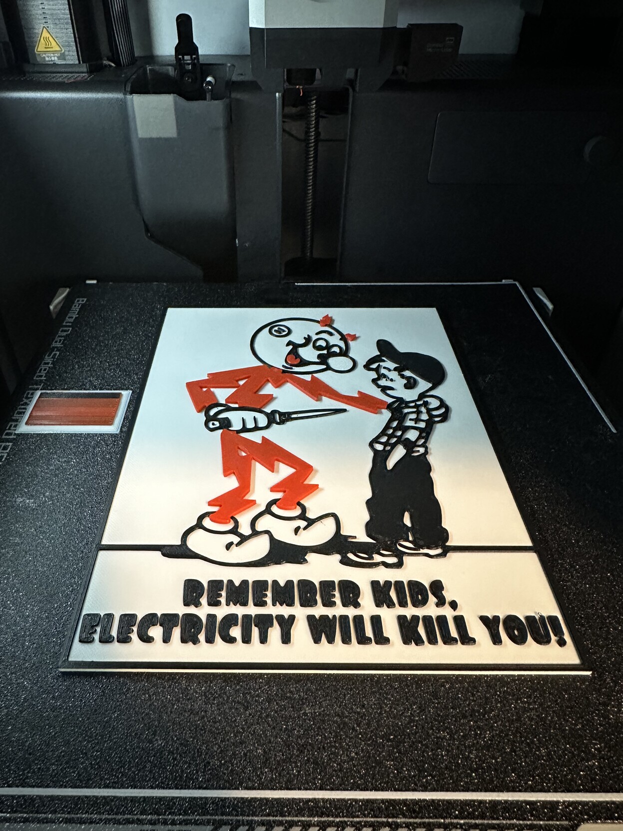 Electricity Will Kill You Sign For MMU / Bambulab AMS by dawnerd