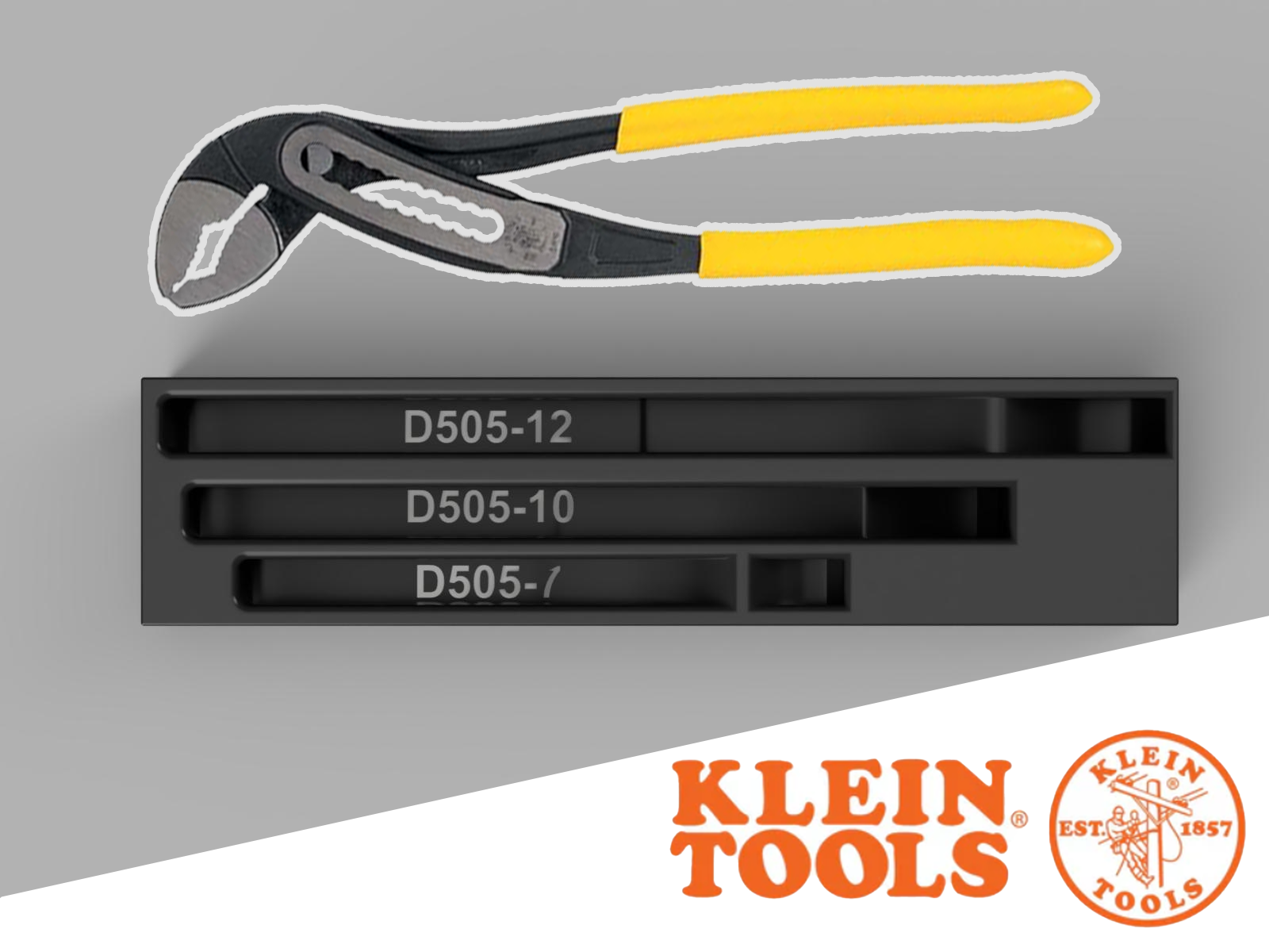 KLEIN water pump plier toolbox rack (D505-12, D505-10, D505-7) CAD Include