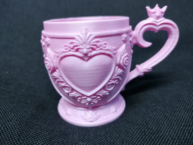 Royal Ornate Heart Valentine Mug with Crowned Handle