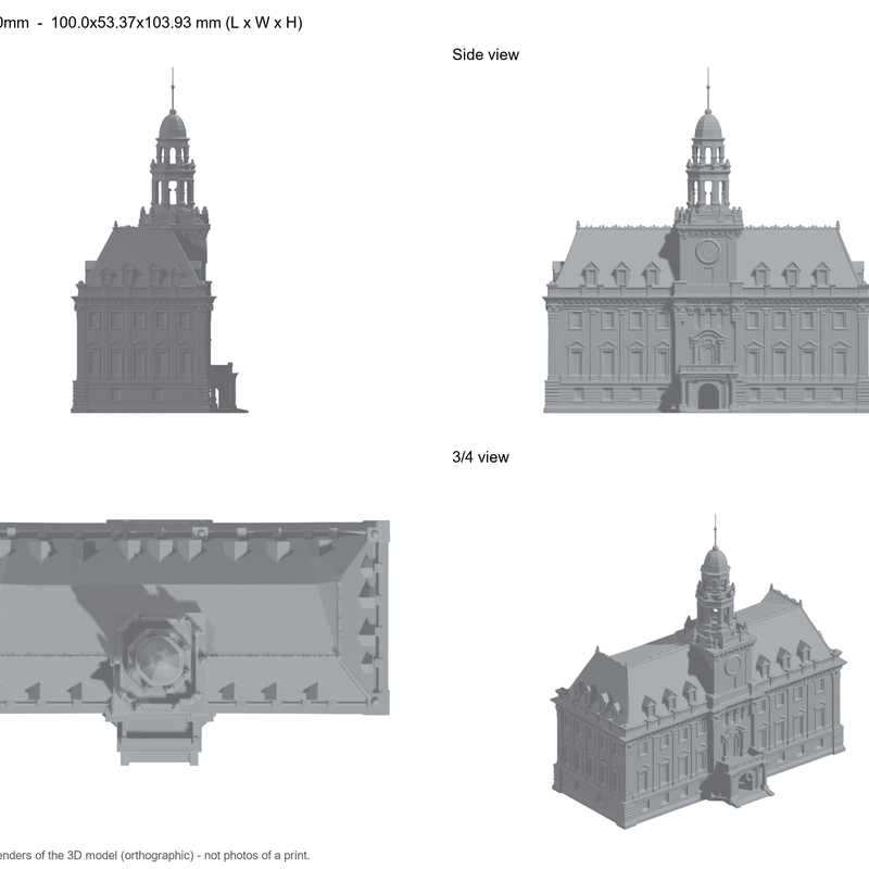 3D Printable Town Hall Scale Model by Alluring | Download free STL ...