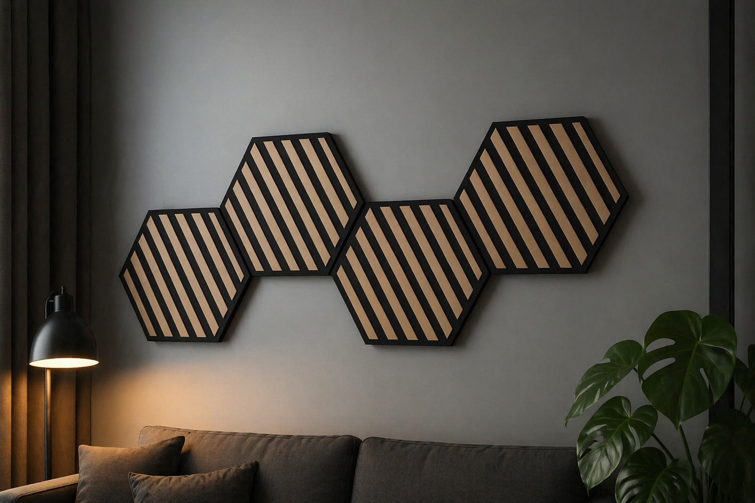 Moderne Hexagon Wanddekoration – Streifen Design