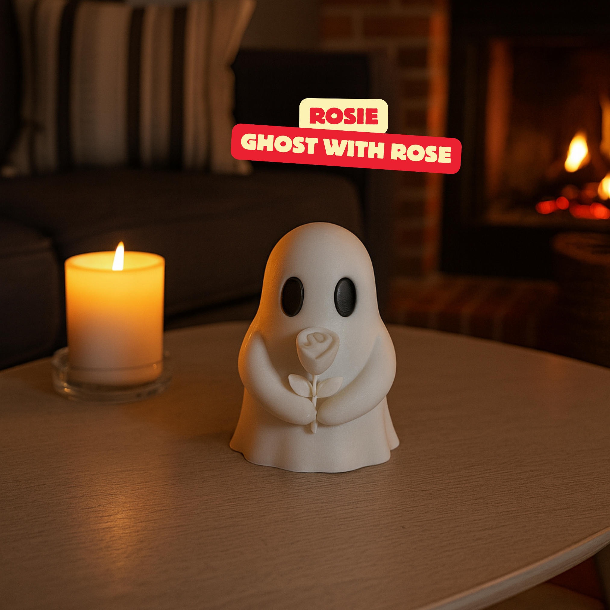 GHOST WITH ROSE - ROSIE / HALLOWEENDECOR