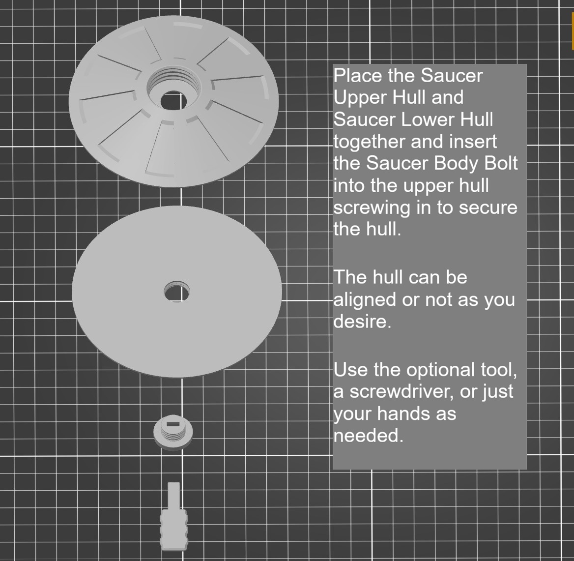 UFO / Flying Saucer - (EZ no support prints, no glue assembly) — miniatura 3