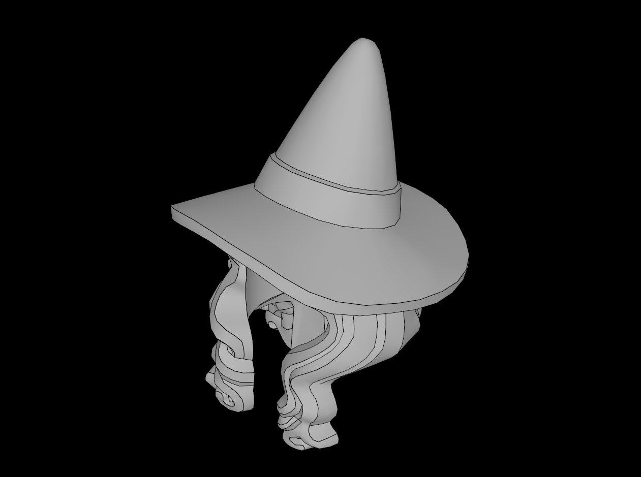 Lego Compatible (104255.dat) Minifig Hair Combo Hair with Hat Long Hair with 2 Braids over Shoulders with Molded Witch Hat