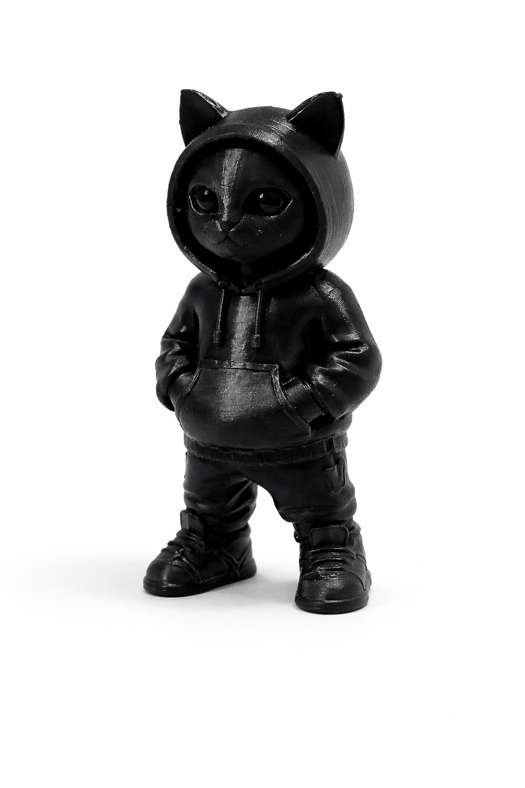 Cute Hoodie Cat Figurine – Stylized Cat Street Decor