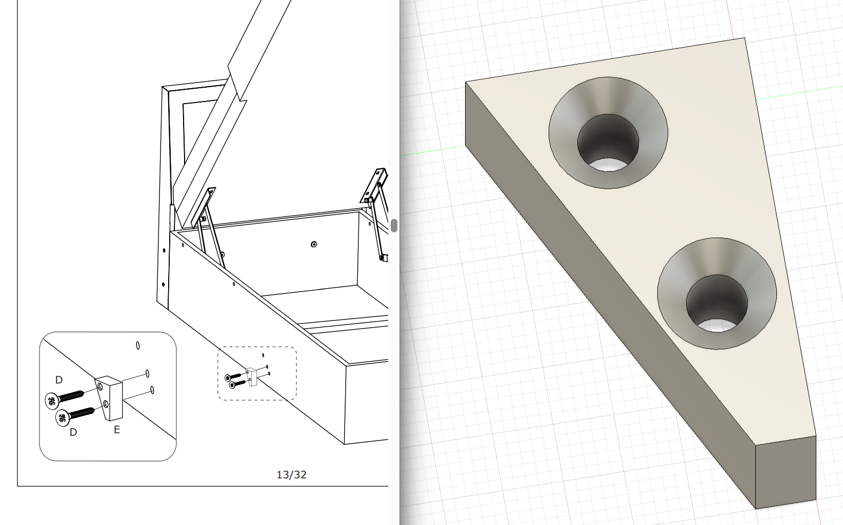 Replacement Stop Block for JYSK MARLEV Sofa Bed