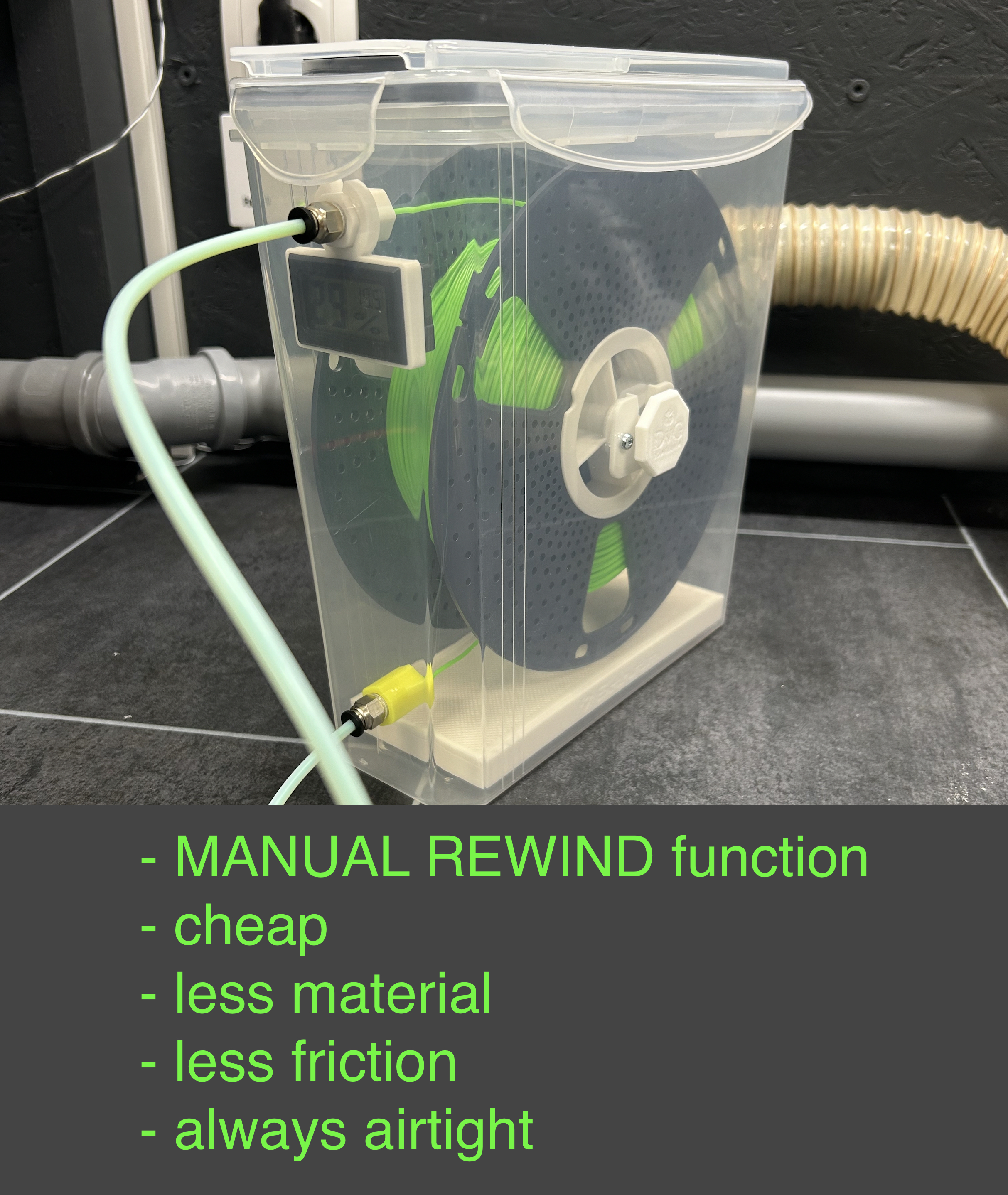 Cereal Container Drybox cheap and simple with added MANUAL REWIND function