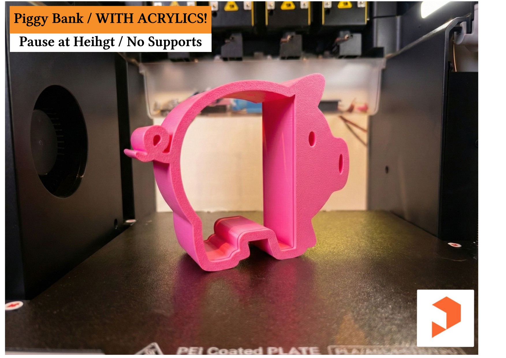 Piggy Bank "Break to Open" - Embedded Acrylic (No supports)