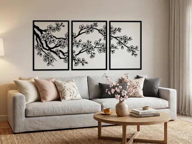 Sakura Blossom Triptych – 3-Piece Floral Wall Art