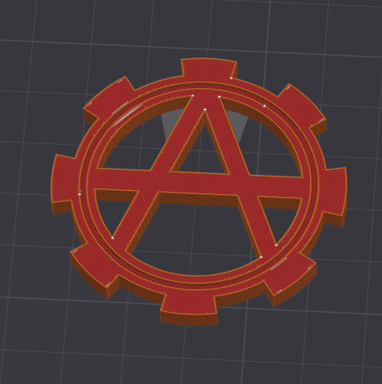 Anarchy sign encased within a gear
