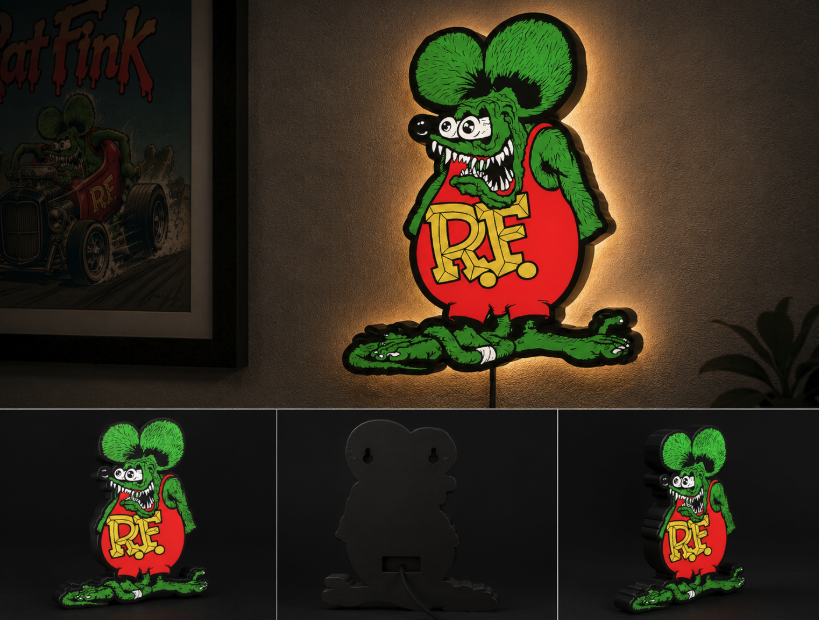 RatFink Ratfink Hot Rod HotRods Classic LED Light Box | Multi-Color 3D Printable STL