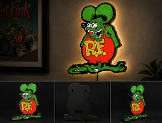 RatFink Ratfink Hot Rod HotRods Classic  LED Light Box | Multi-Color 3D Printable STL