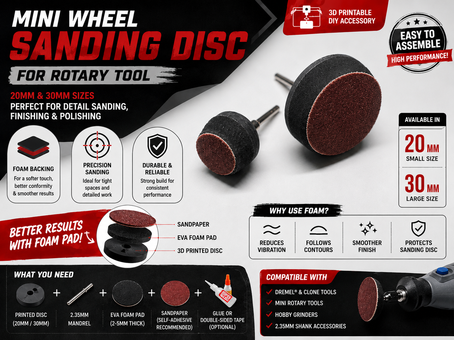 Mini Wheel Sanding Disc for Mini Dremel Rotary Tools Grinder DIY and Polishing