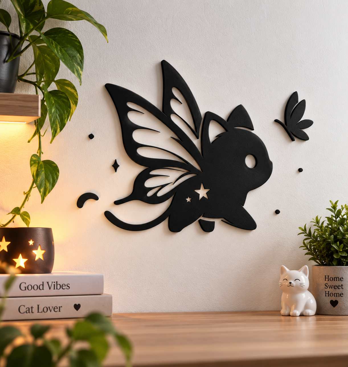 WallArt - Cat with Butterfly