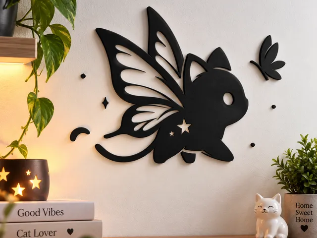 WallArt - Cat with Butterfly