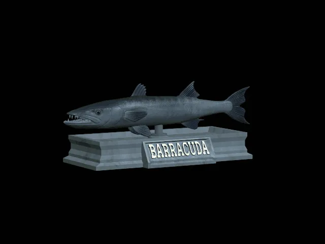 Great Barracuda Open-Mouth Statue with Base – Design 4