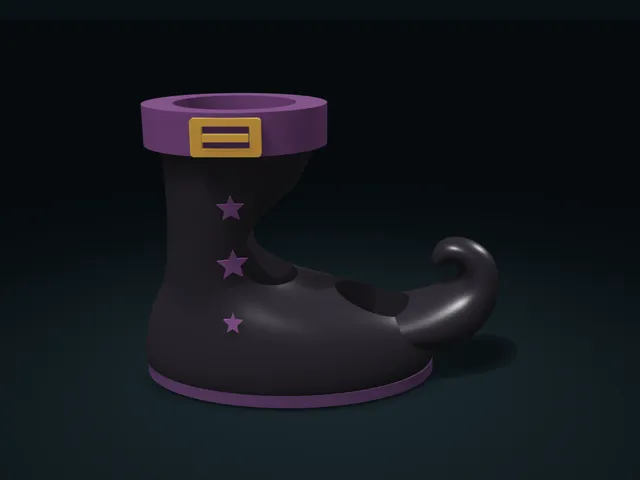 Curled Witch Boot Pen Holder with Accessory Pocket