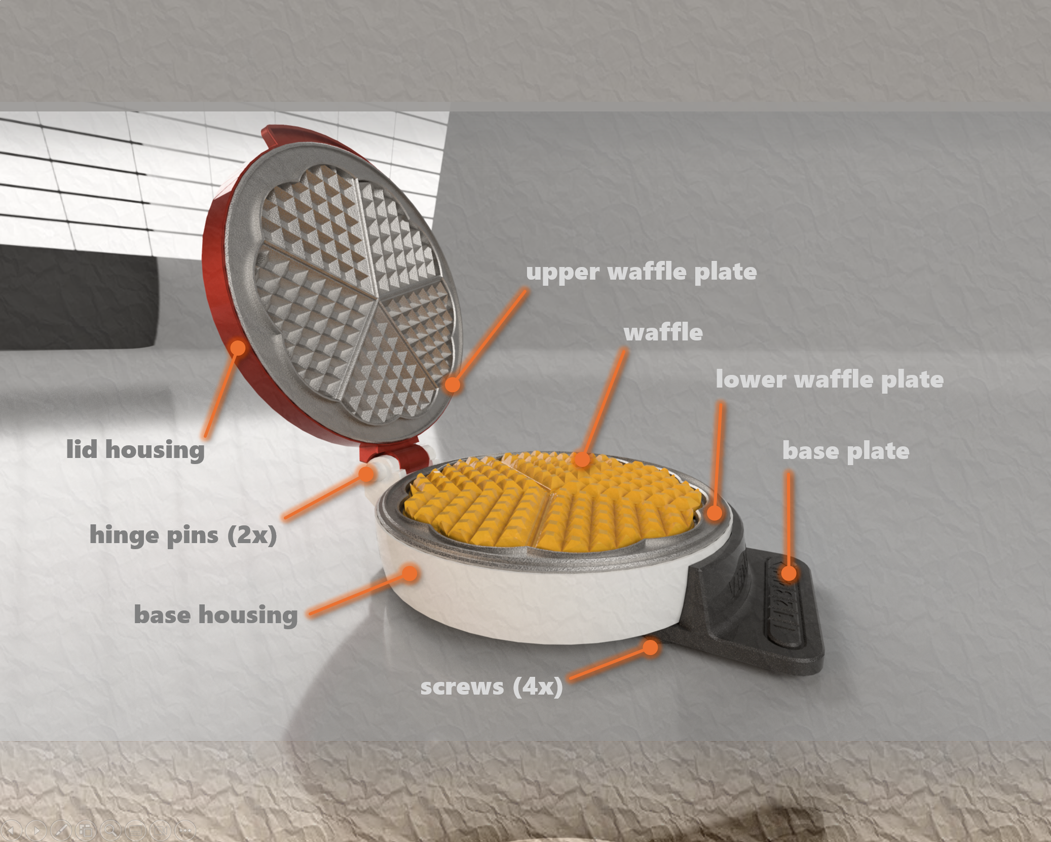 Realistic Full-Size Toy Waffle Iron – 5-Heart Design