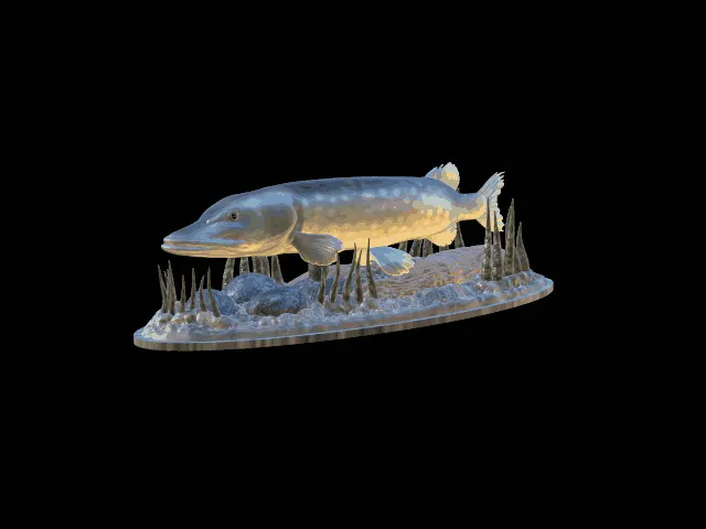 Northern Pike Statue with Base – Design 2.0