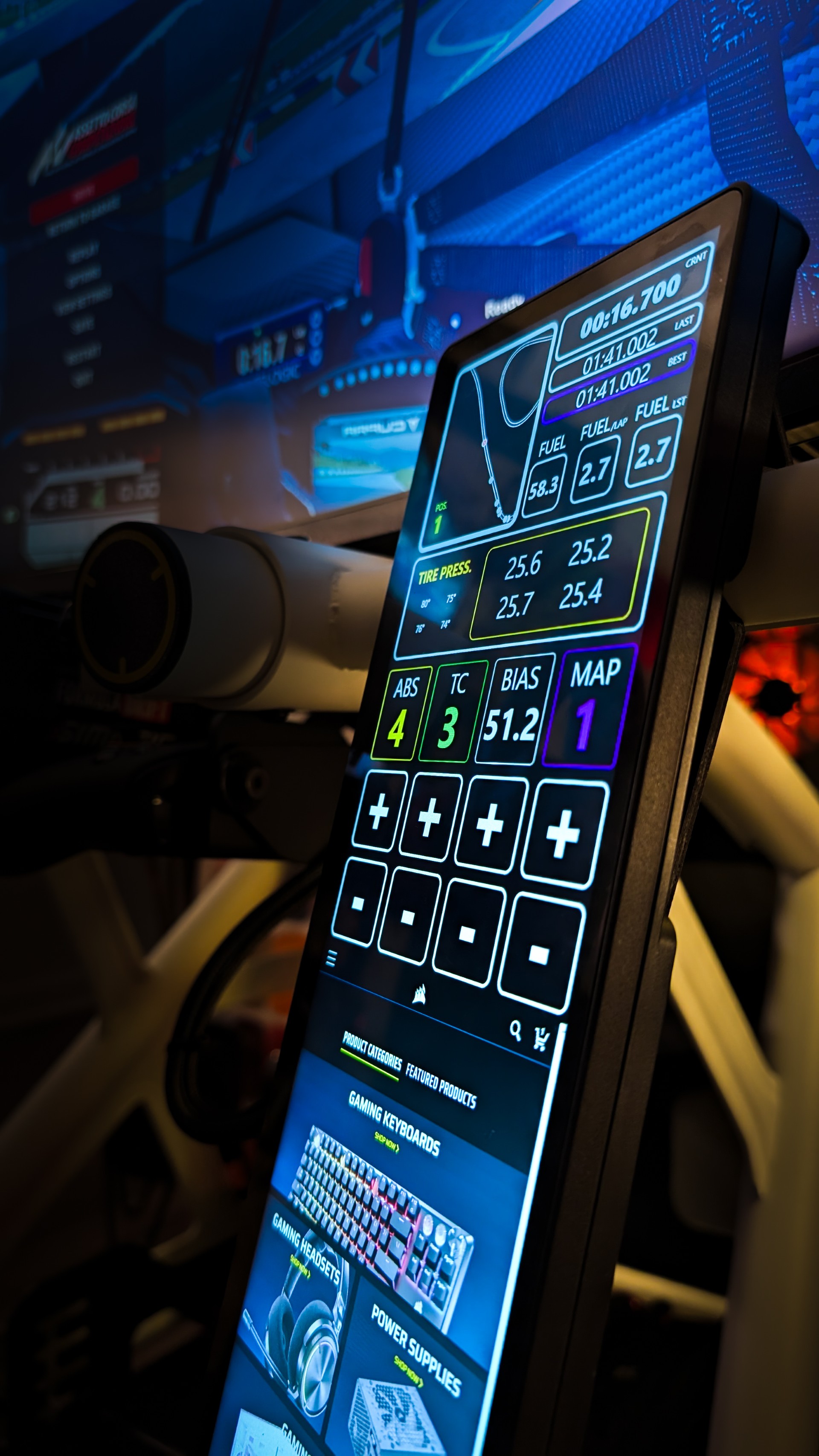 Xeneon Edge Mount - Fanatec Clubsport GT sim racing cockpit