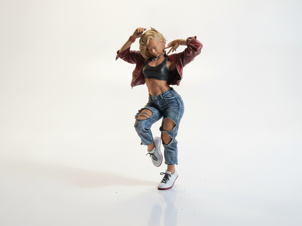 Ripped Jeans Lady Figurine Female Figure 3D Printable