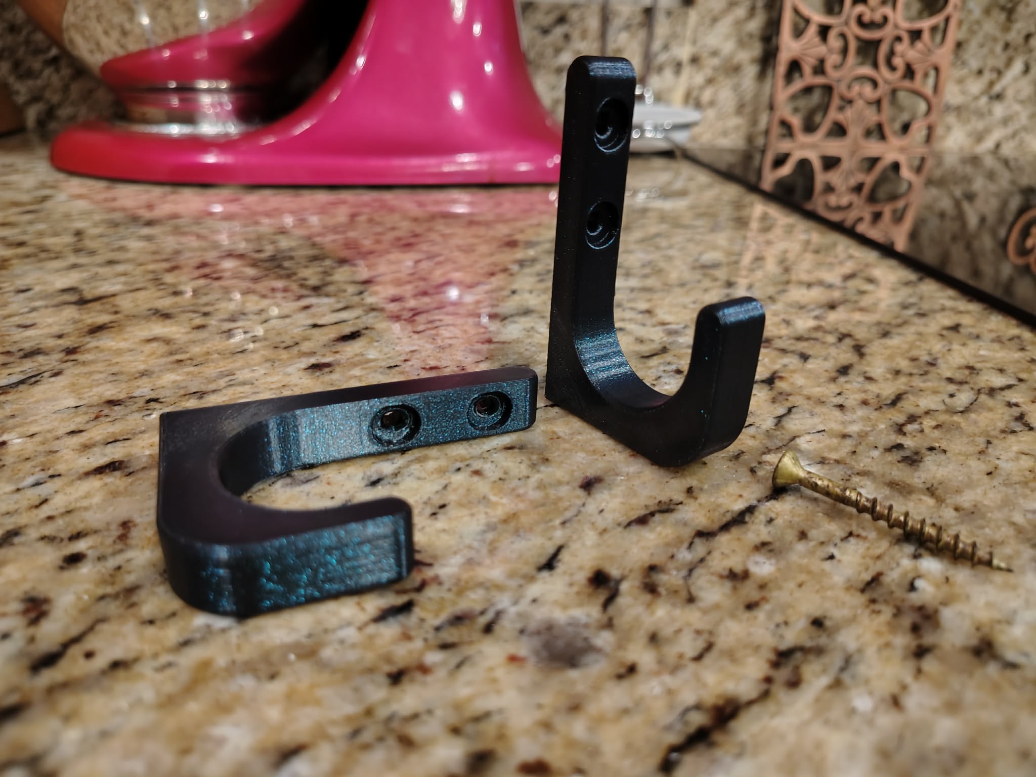 1 1/8" hook with counter sunk holes