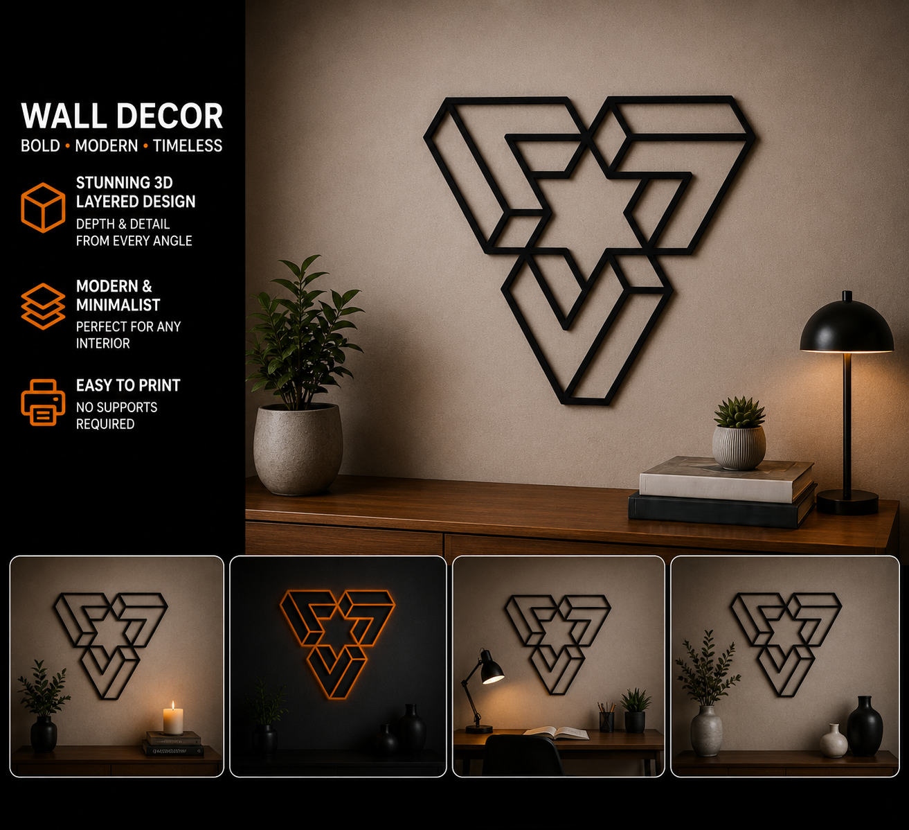 Optical Illusion Wall Art - Impossible Hexagon