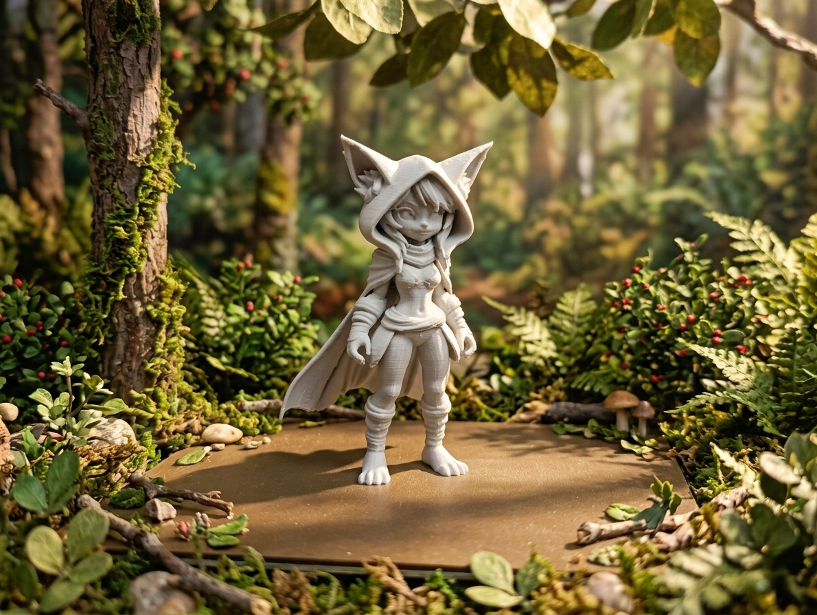 Anime Fox Girl in Cloak - Chibi Assassin