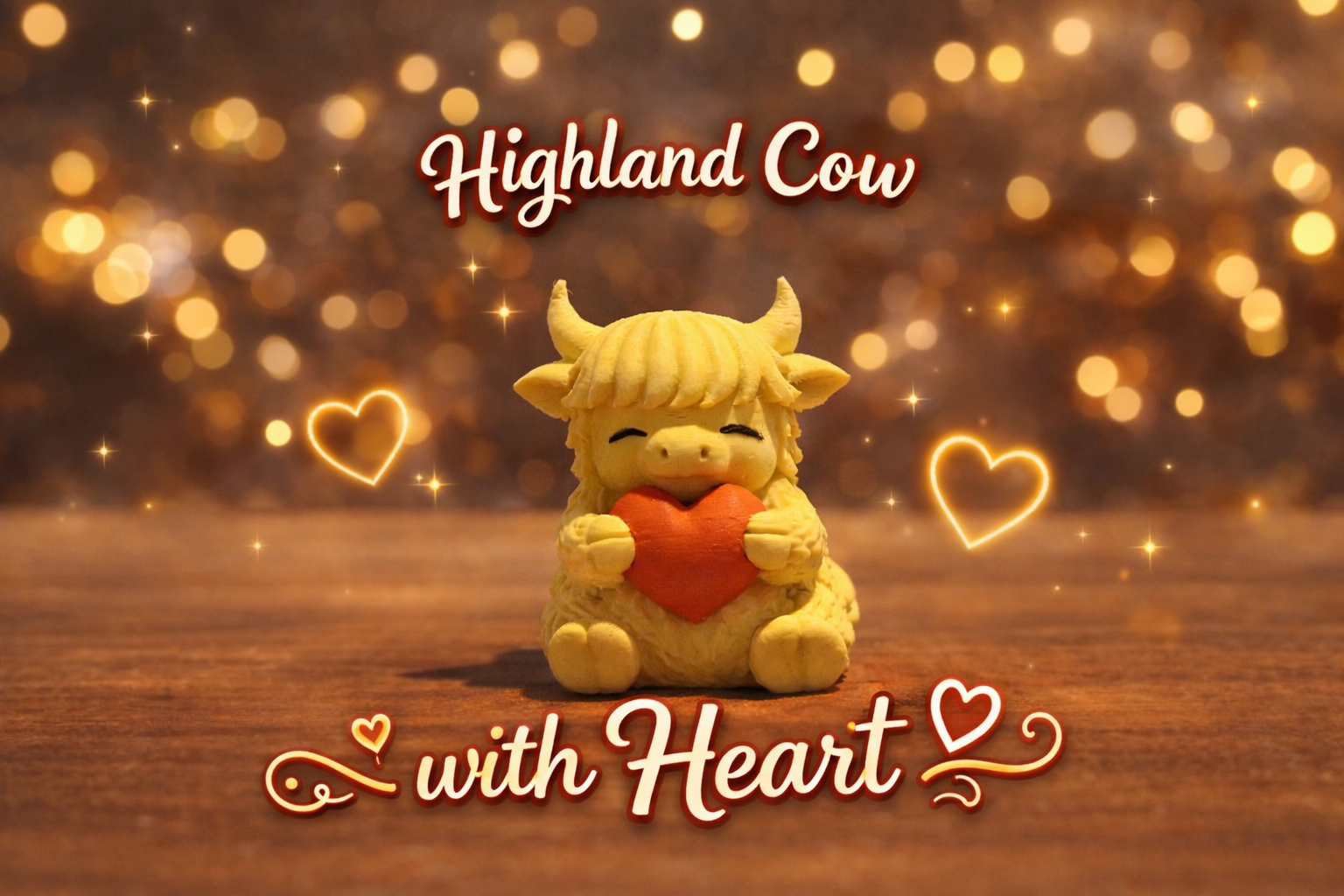 Cozy Highland Cow with Heart 3D model by 3D4pets