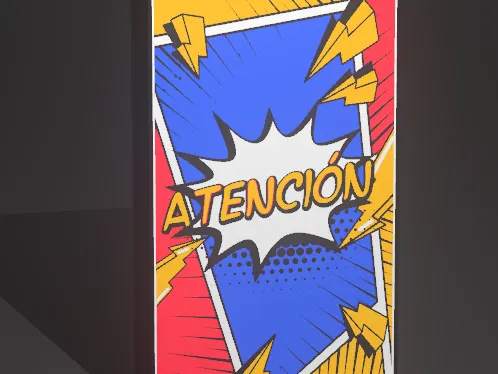 Cartel “ATENCIÓN” – Lámpara LED estilo Pop Art