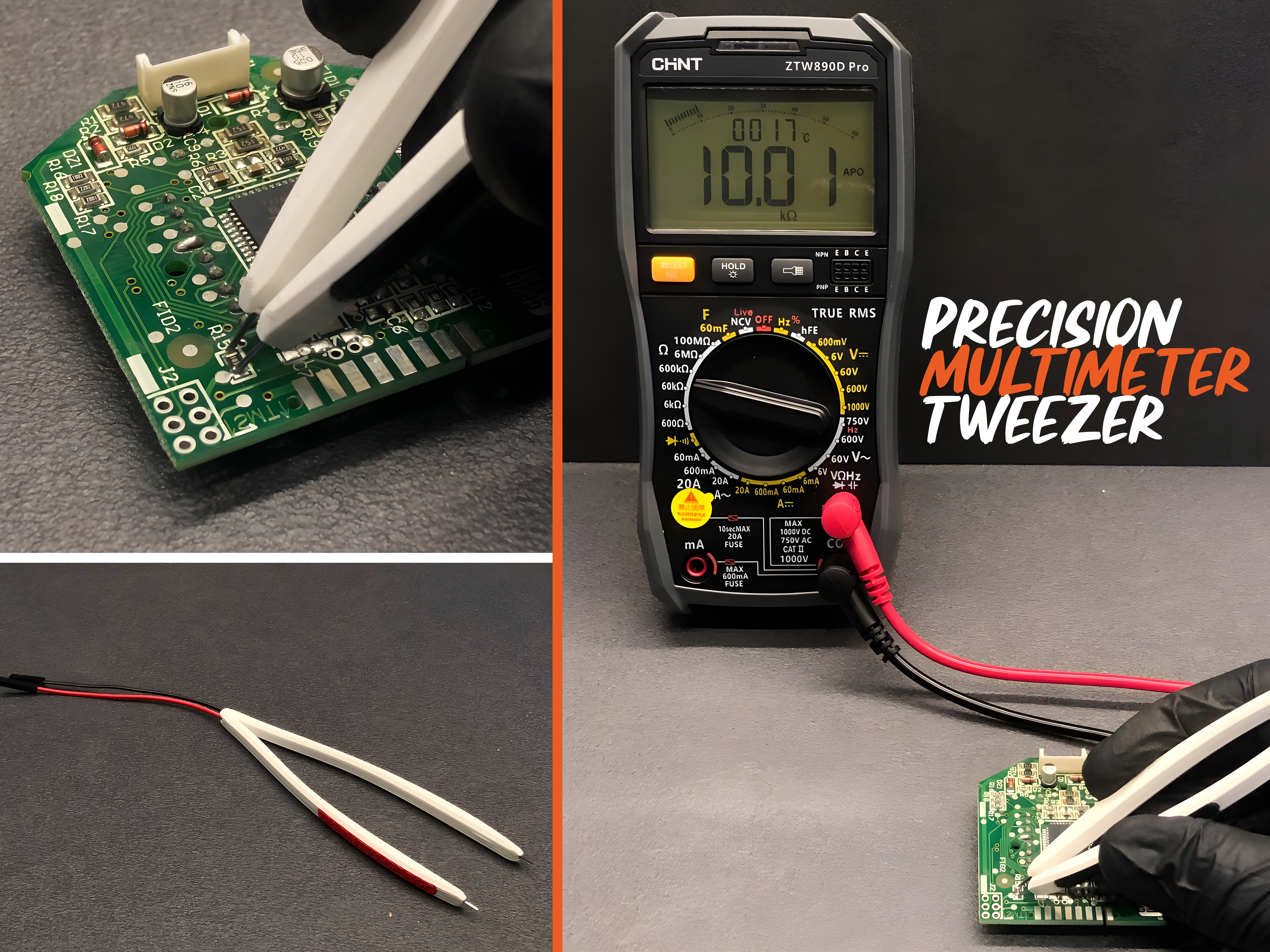 Precision Multimeter Tweezer – SMD & Small Component Testing Tool