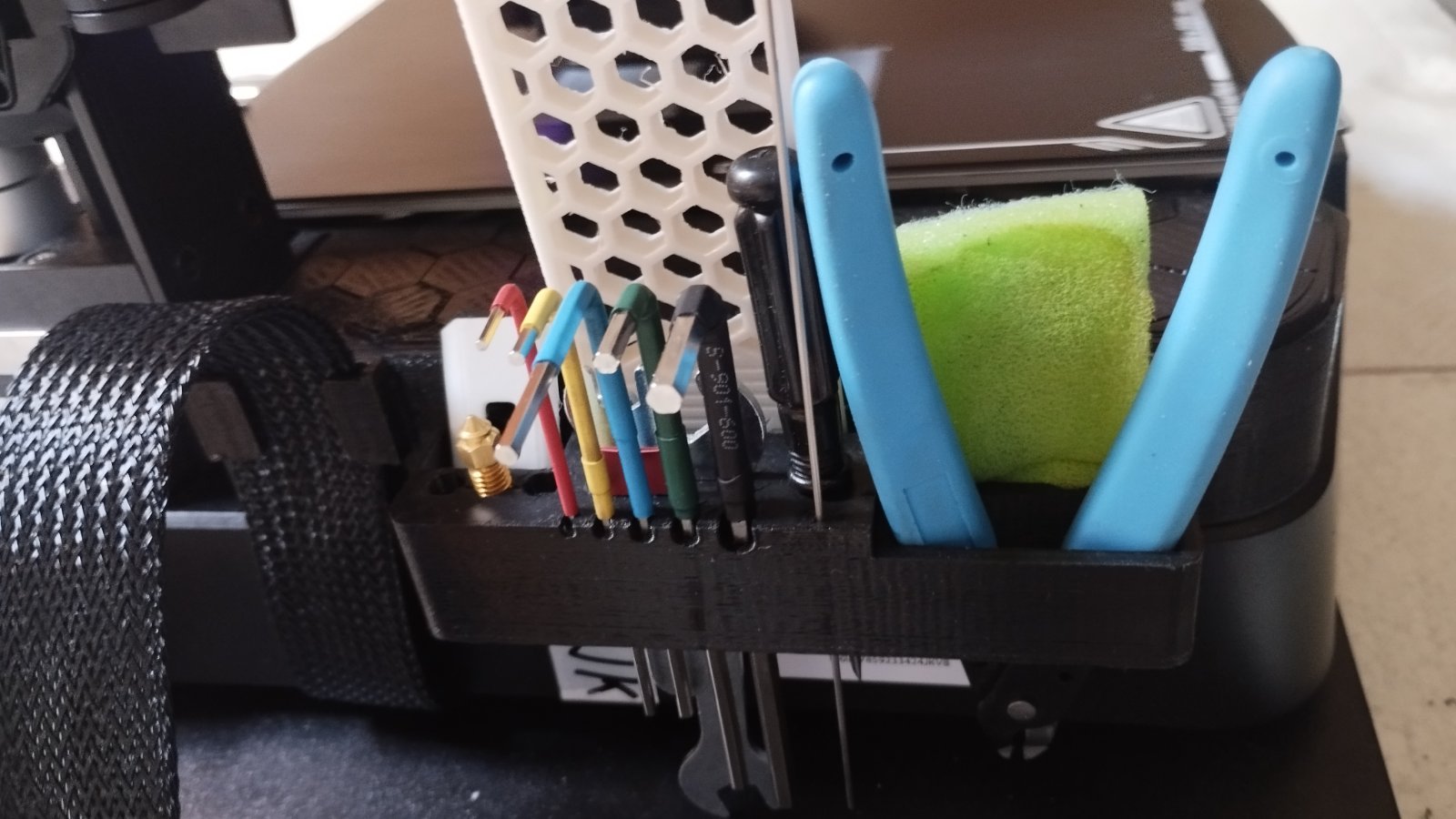 Ender 3 v3 KE Left Storage Box Shorter Cable Holder with Tools Storage by P3TCH Remix