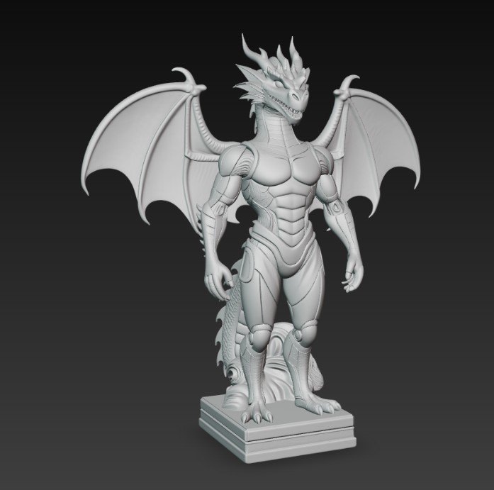humanoid dragon statue — miniatura 5