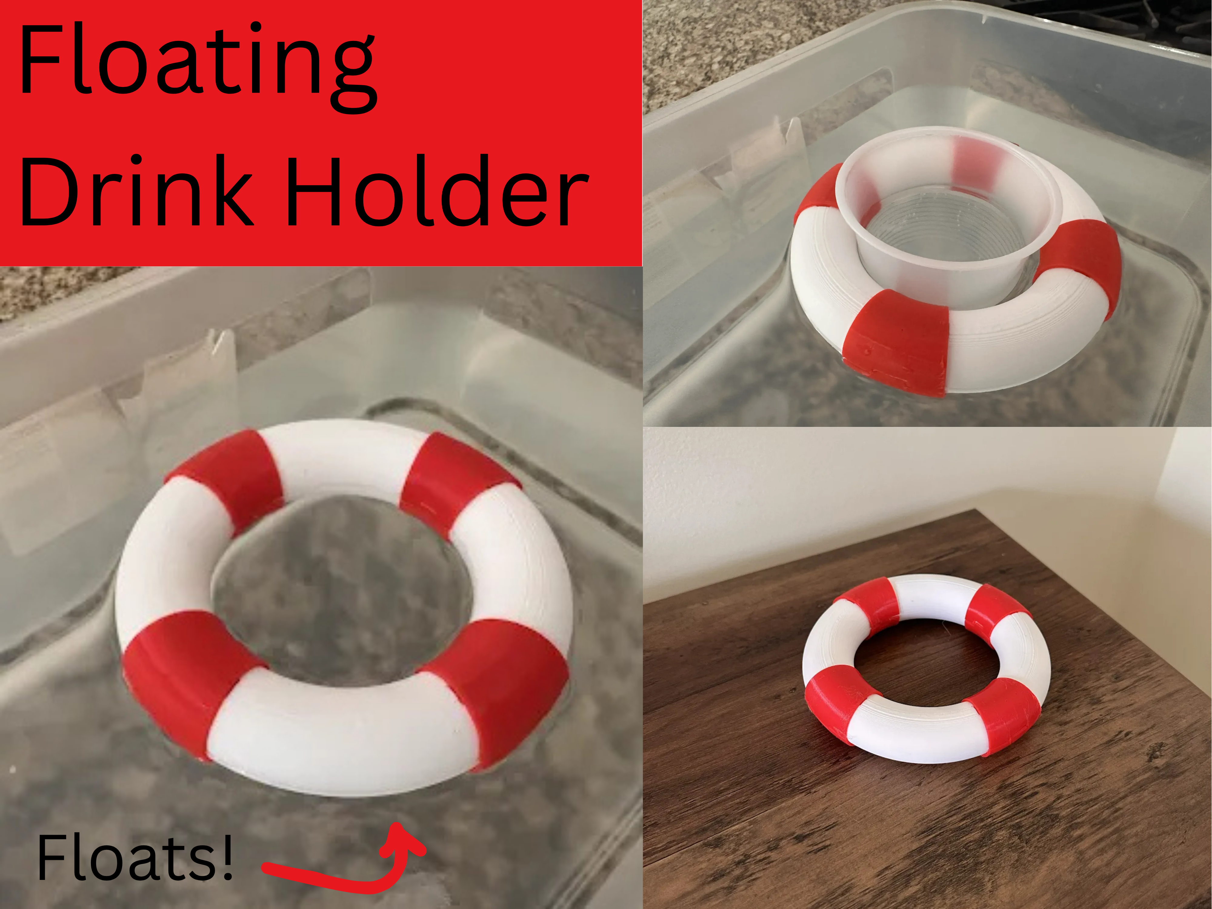 Floating Pool Cup Holder (Multiple Sizes)