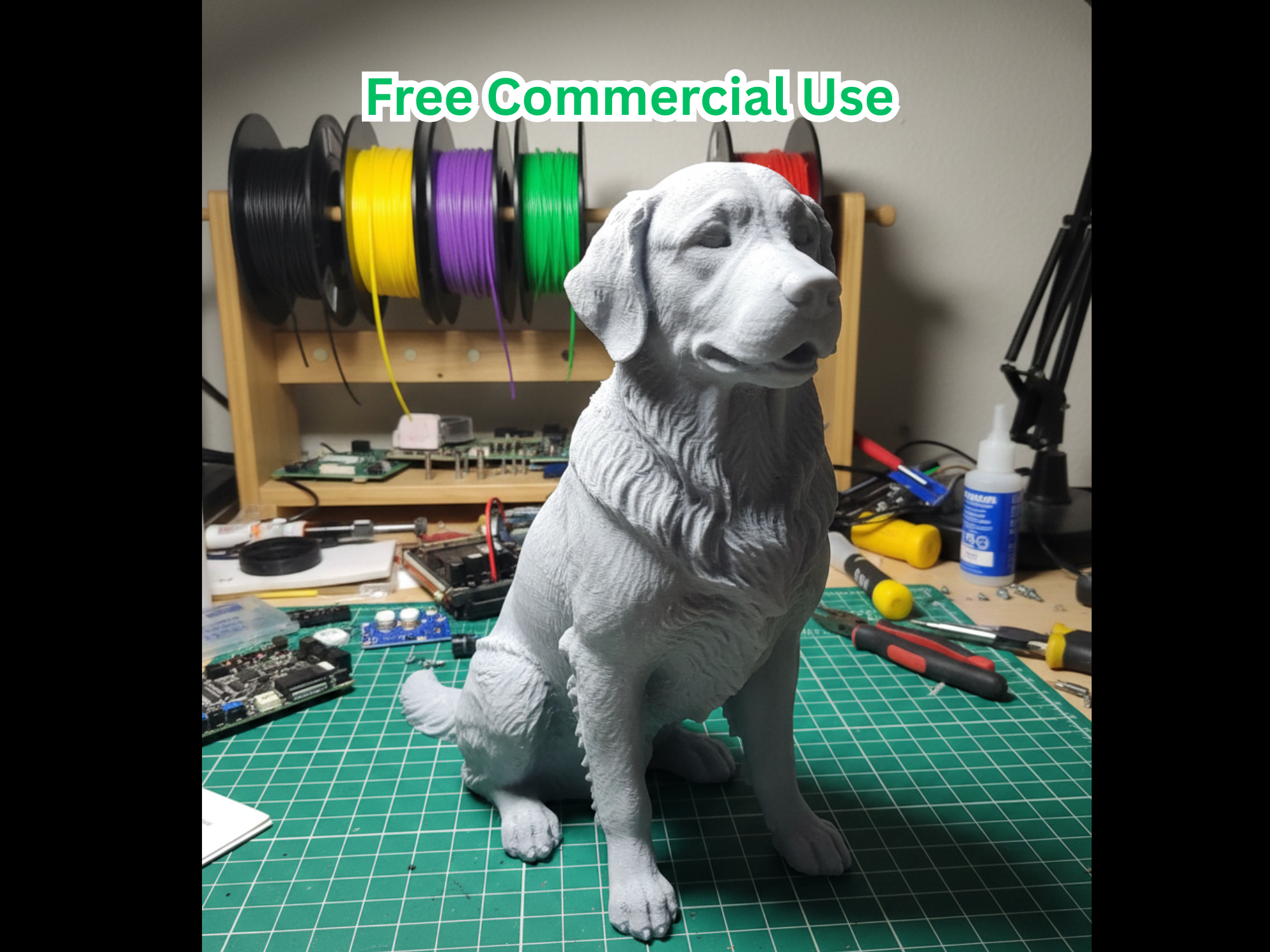Realistic Golden Retriever Sitting Dog Statue