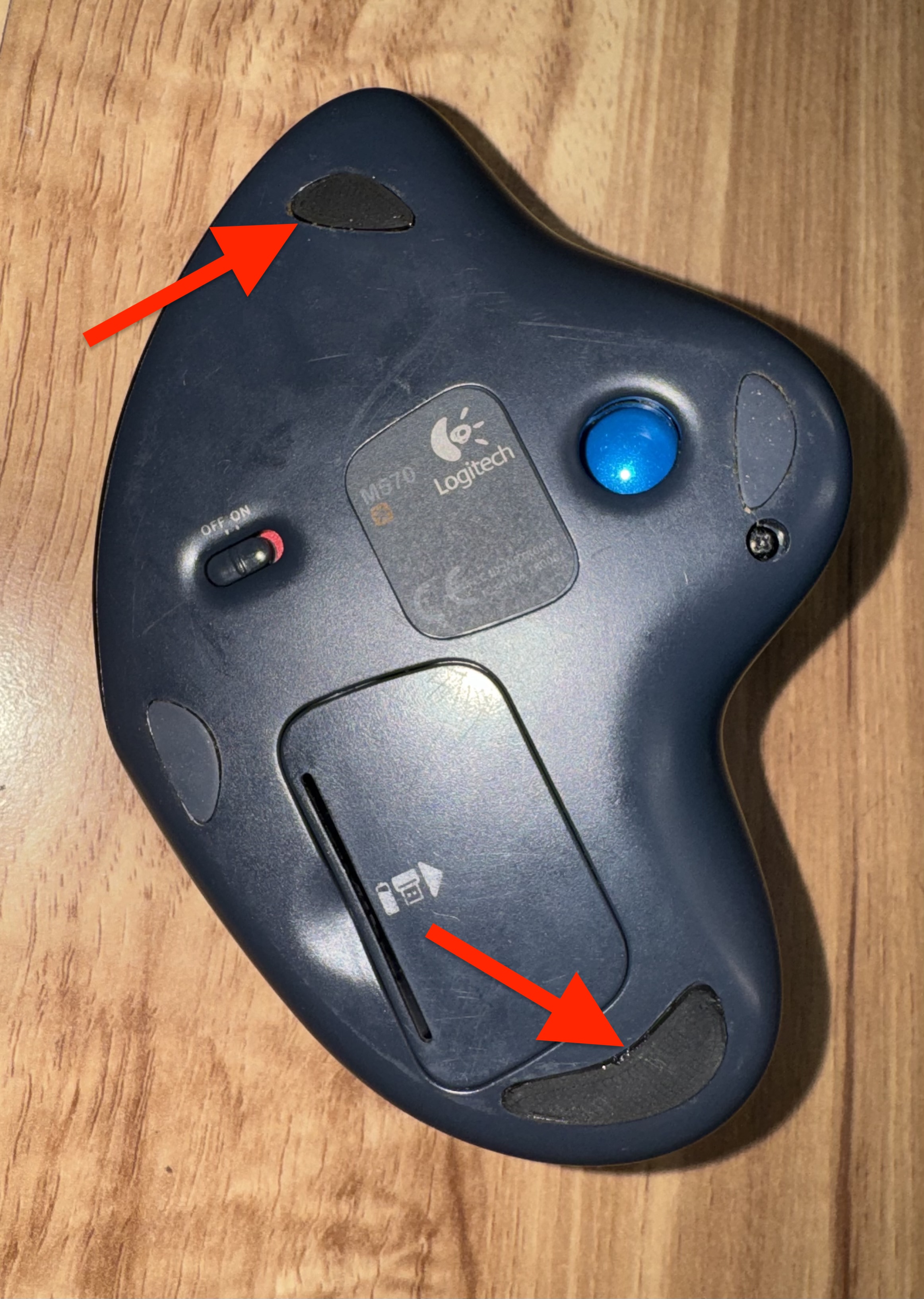 Logitech M570 trackball replacement rubber feet