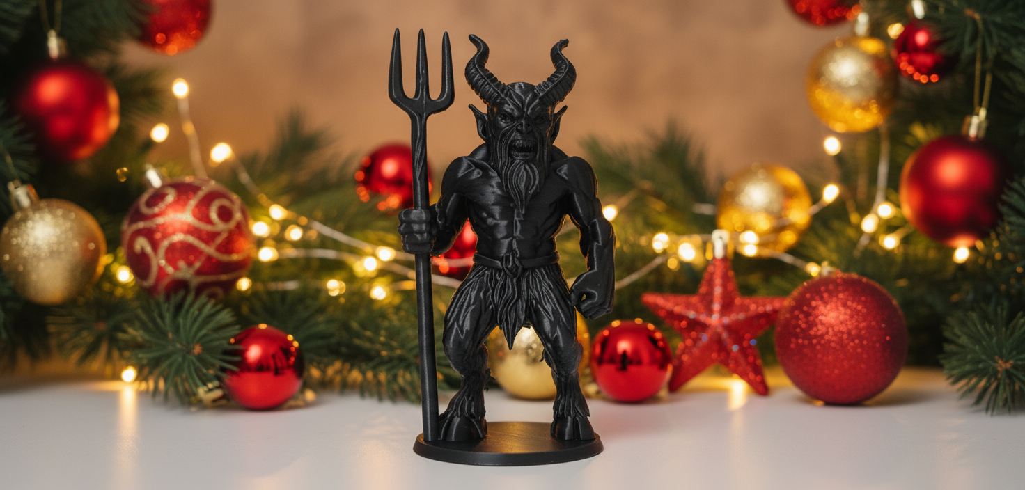 Fearsome Krampus with Trident Christmas Figure