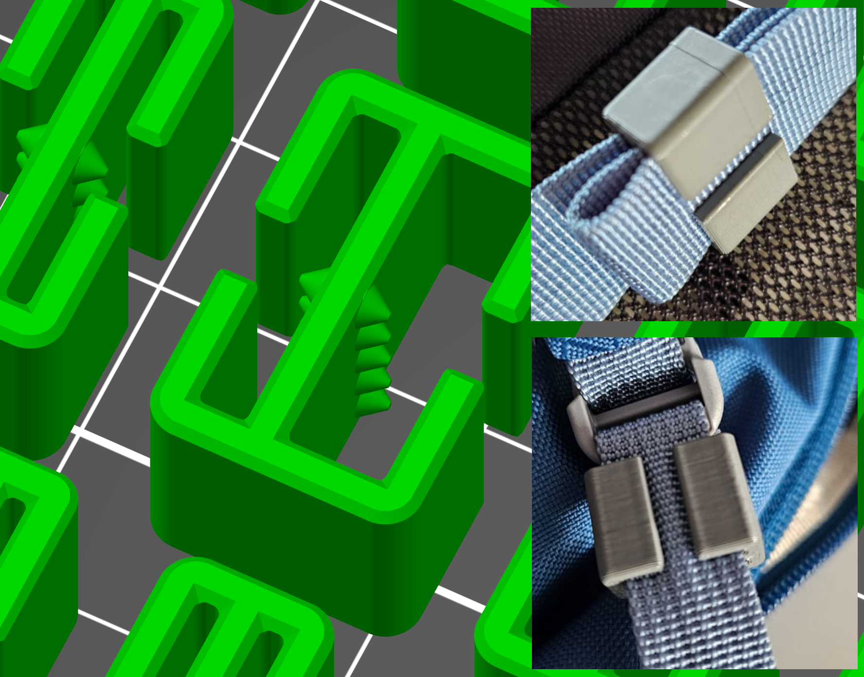 As assortment of backpack webbing belt clips
