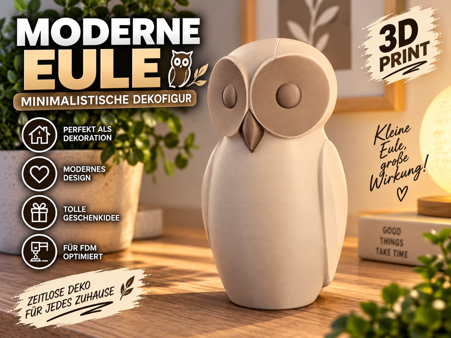 Moderne Eule – Minimalistische Dekofigur