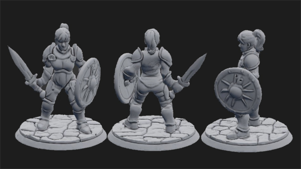 DND Supportfree Female Cleric Shield and dagger
