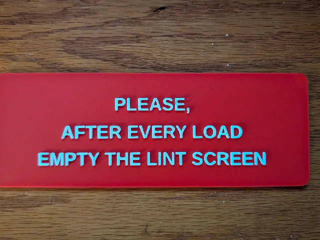 Dryer Lint Screen Sign
