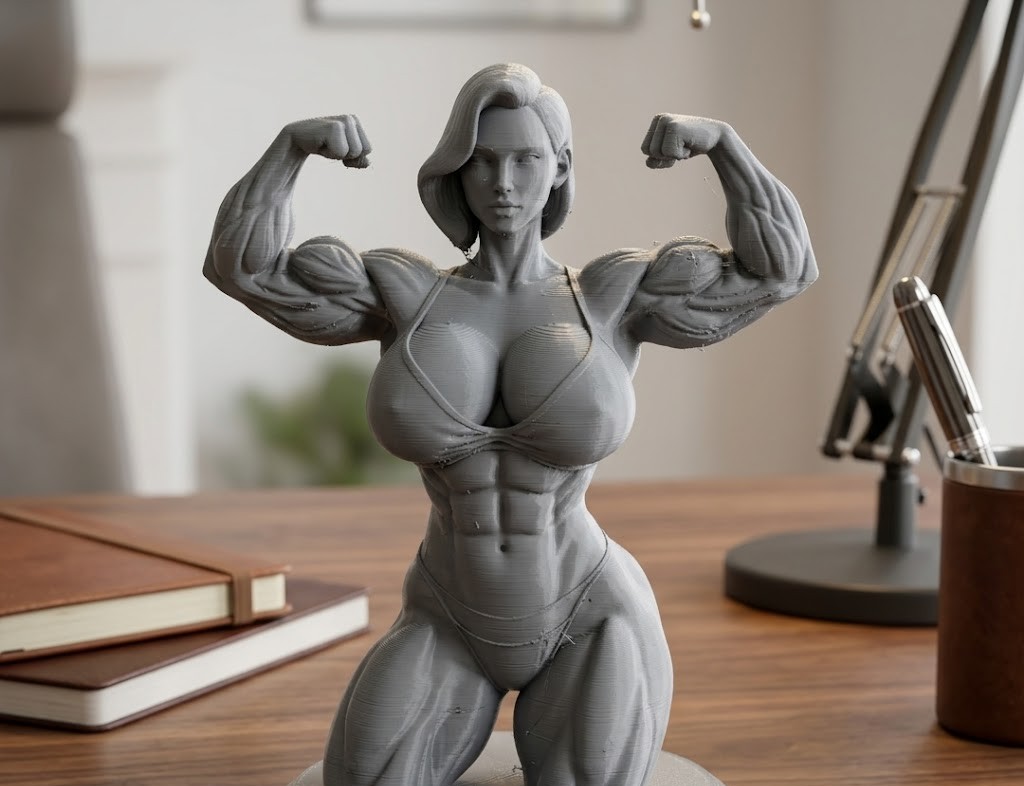 sexy woman with big breasts and muscles