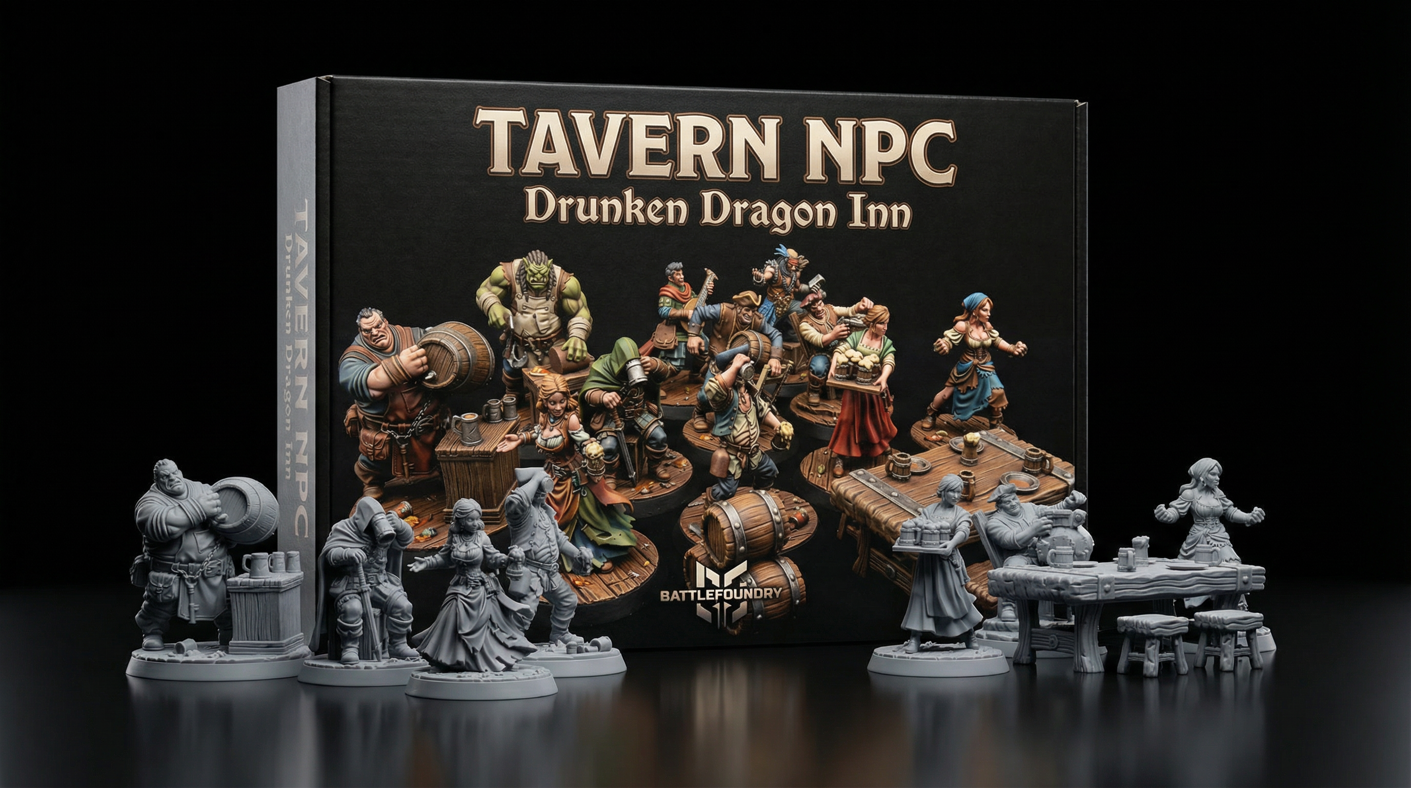 FREE TAVERN NPC Drunken Dragon Inn 13 Fantasy Miniatures 32mm STL for TTRPG