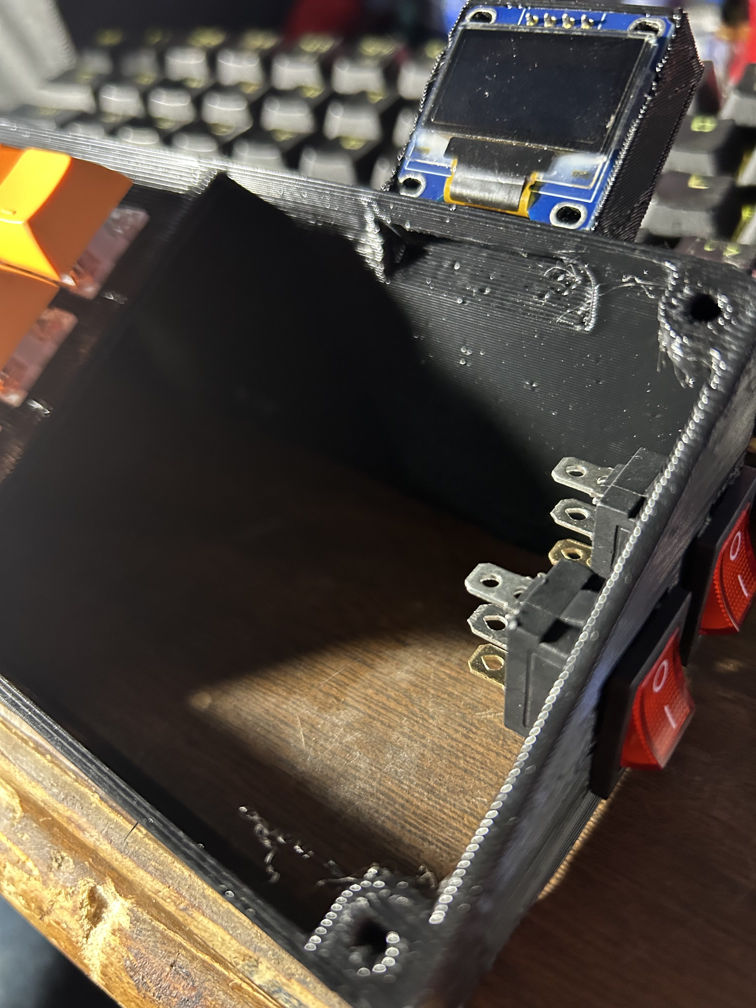 0.96" oled and two snap fit toggle switches modified base.