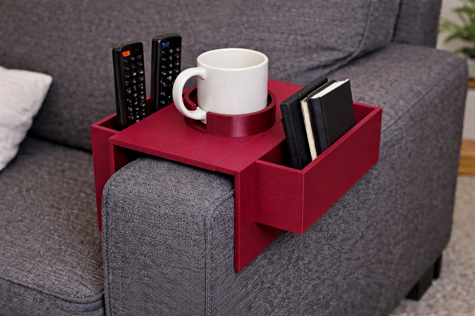 Adjustable size to fit your armrest.