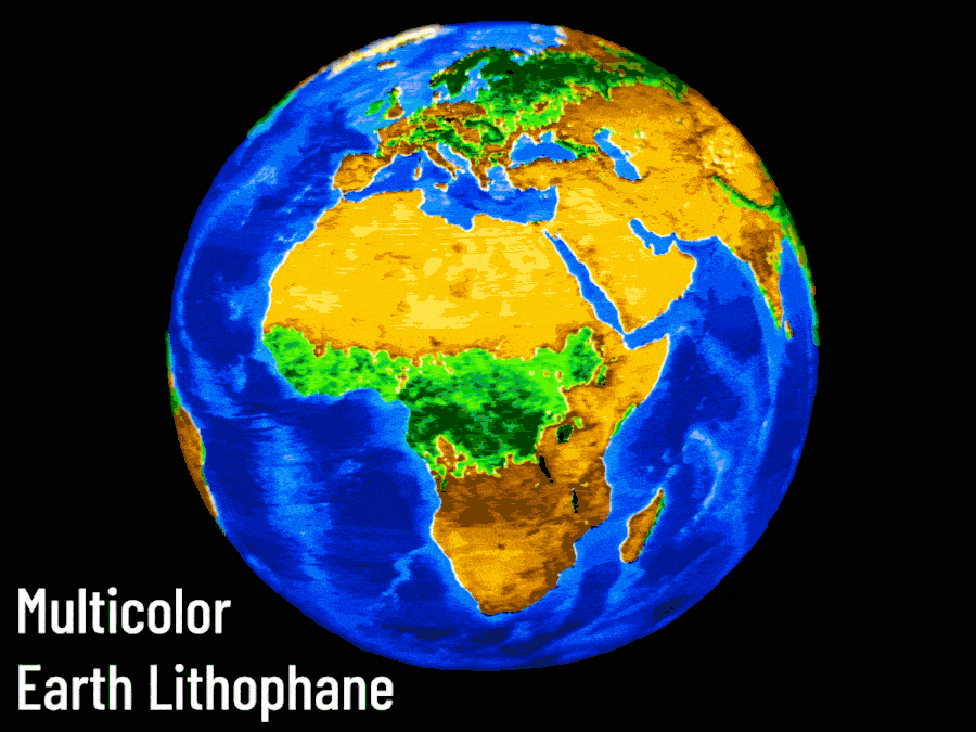 Multicolor Earth Lithophane - four colors