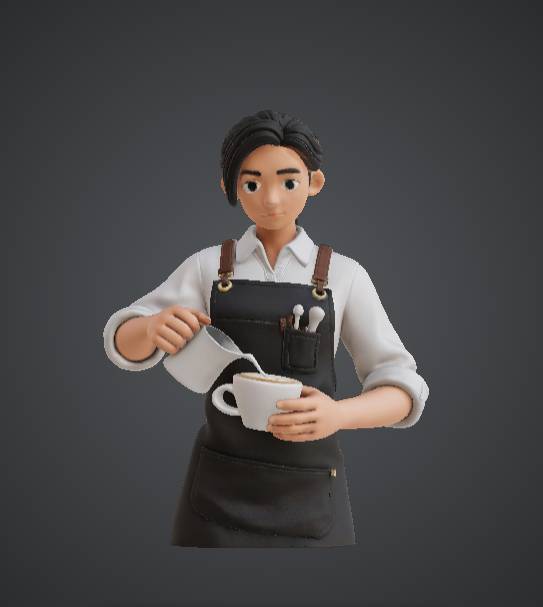 Barista Latte Art Bust – Coffee Shop Figurine