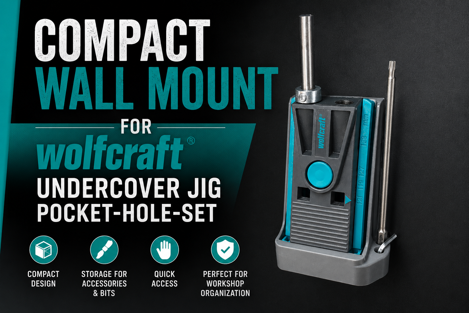 Compact Wall Mount for Wolfcraft Undercover Jig/Pocket Hole Jig
