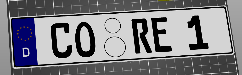 Core One Kfz Kennzeichen "CO-RE 1" (German-EU) license number plate Einzeilig
